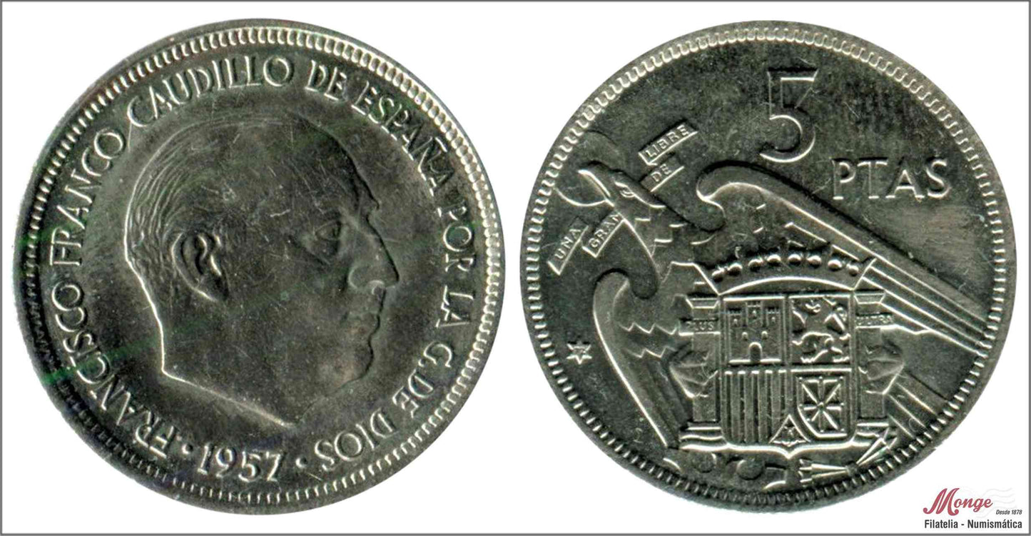 España - 1972 - Franco - Nº 00321 - S/C / UNC - 5 pesetas 1957 (72)