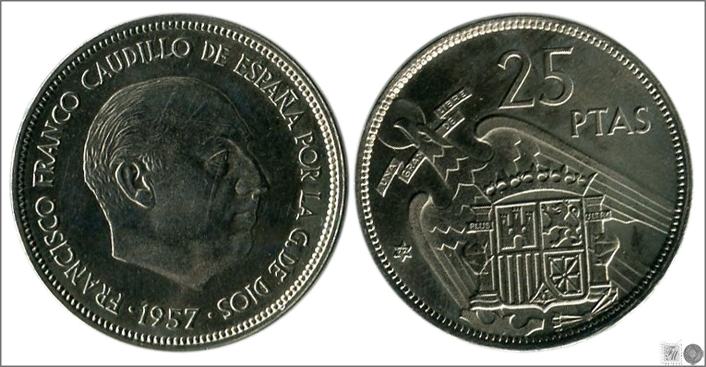 España - 1972 - Franco - Nº 00336 - PROOF - 25 pesetas 1957 (72)