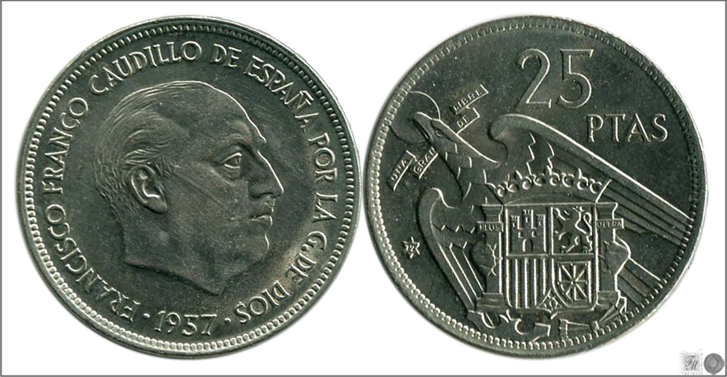 España - 1972 - Franco - Nº 00336 - S/C- aUNC - 25 pesetas 1957 (72)