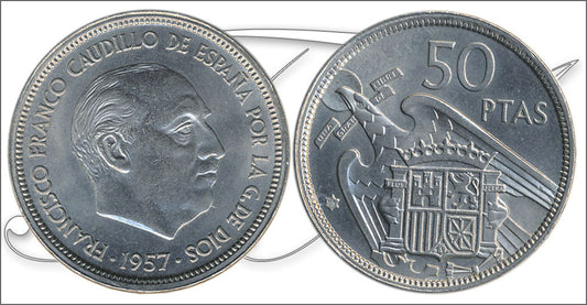 España - 1973 - Franco - Nº 00349 - S/C- aUNC - 50 pesetas 1957 (73) trucada