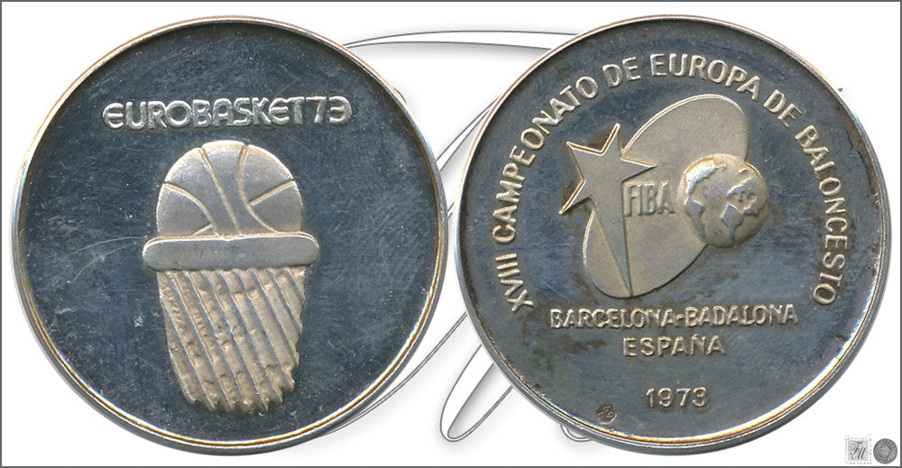 España - 1973 - Medalla - PROOF - Eurobasquet 1973 / 10 gr. plata pura / Numisart Europa S.A.