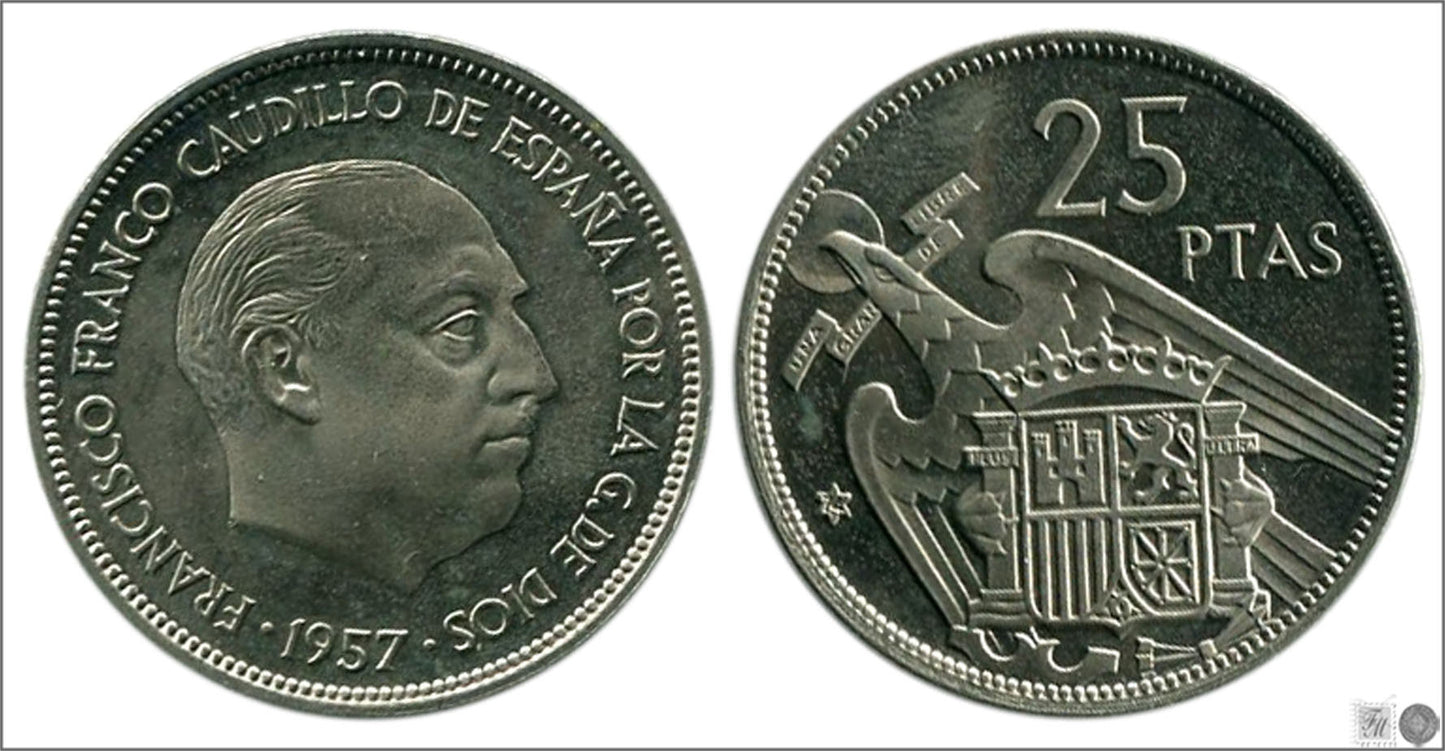 España - 1974 - Franco - Nº 00338 - PROOF - 25 pesetas 1957 (74)