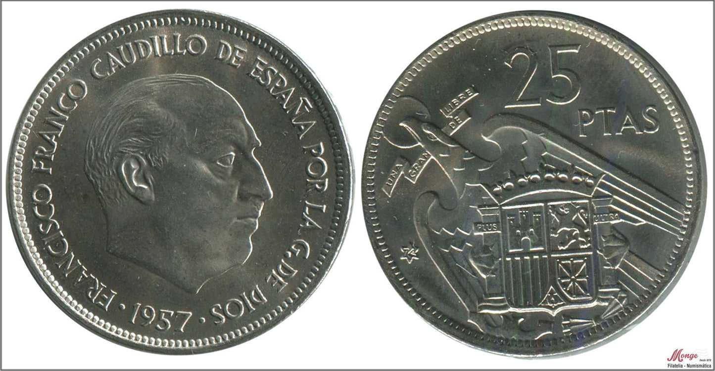 España - 1974 - Franco - Nº 00338 - S/C / UNC - 25 pesetas 1957 (74)