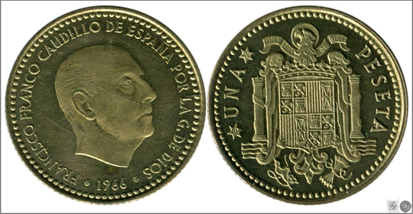 España - 1975 - Franco - Nº 00296 - PROOF - 1 peseta 1966 (75)