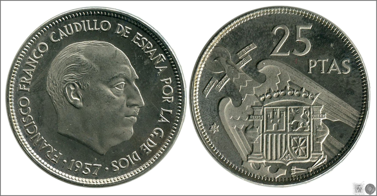 España - 1975 - Franco - Nº 00339 - PROOF - 25 pesetas 1957 (75)