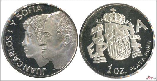 España - 1975 - Medalla - PROOF - Rey Juan Carlos Iº y Sofia año 1975 / 31,10 gr. plata pura