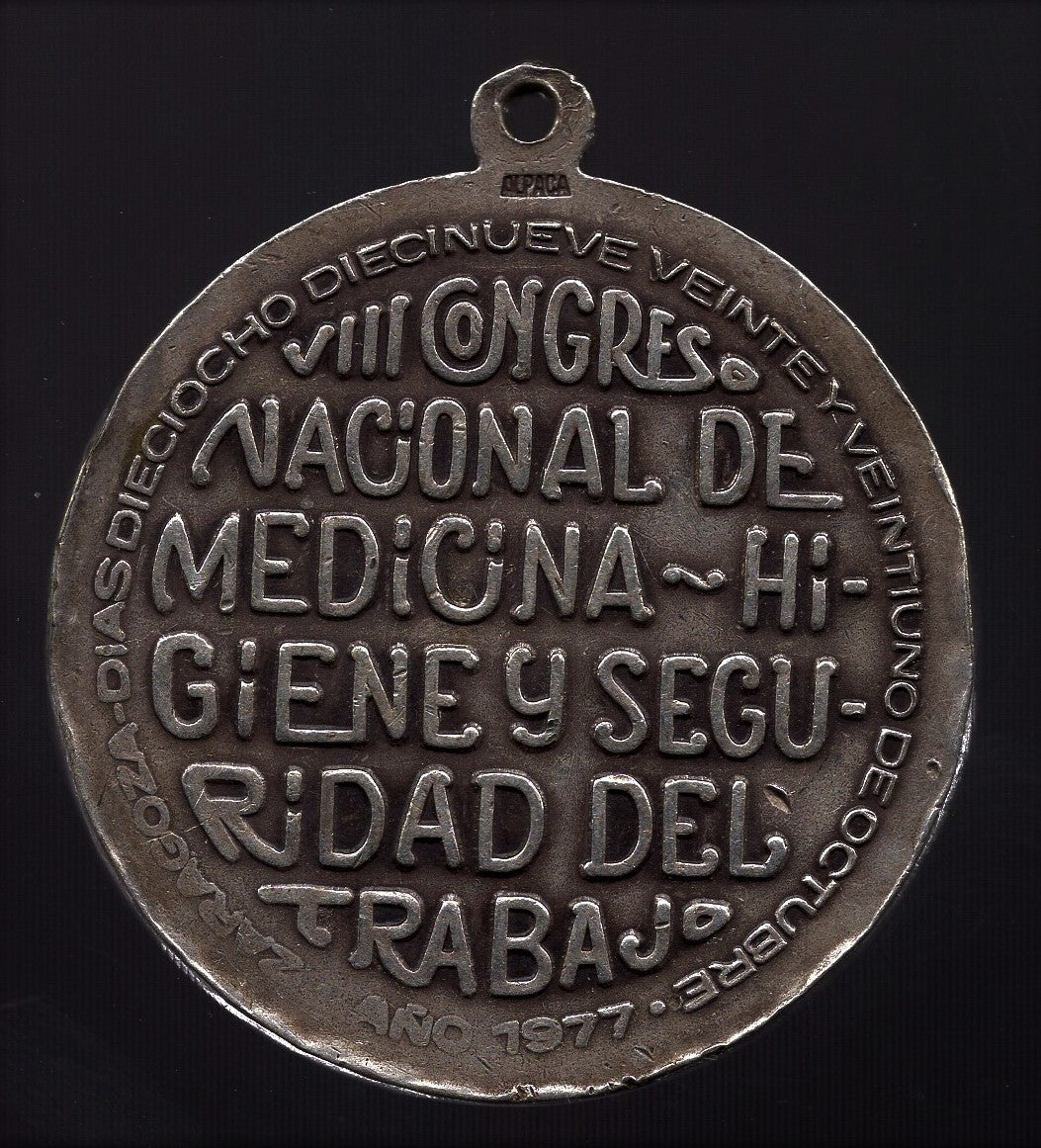 España - 1977 - Medalla - PROOF - Viii Congreso Nacional Medicina e Higiene 1977 / Seguridad en el Trabajo / Cesar Augusto