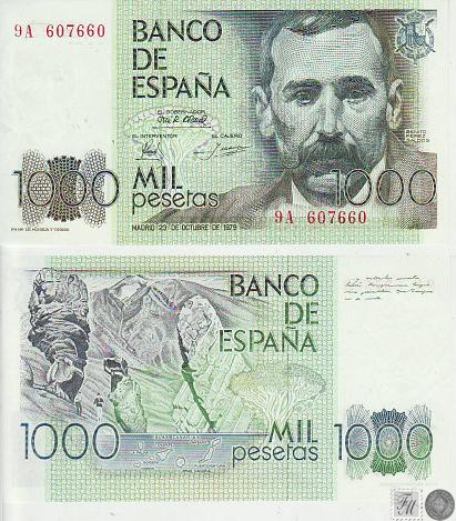 España - 1979 - Billetes Juan Carlos I - Nº 00524-9A - SC-/aUNC - 1000 pta. 1979 Serie 9 A / Precioso