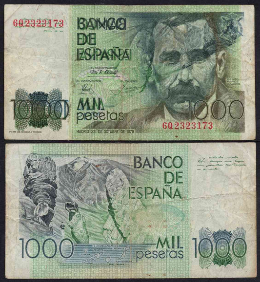 España - 1979 - Billetes Juan Carlos I - Nº 00524V - BC/F - 1000 pesetas 1979 / Doble impresion desplazada