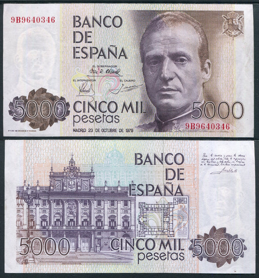 España - 1979 - Billetes Juan Carlos I - Nº 00528-9B - MBC+/VF+ - 5000 pta. 1979 serie 9 B