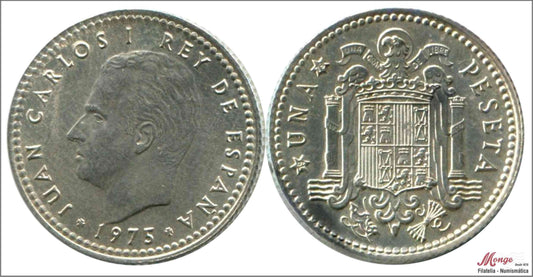 España - 1979 - Juan Carlos I - Nº 00367ag - S/C-/aUNC - 1 peseta 1975 (*79) / En Plata 4,60 gramos / MUY RARA