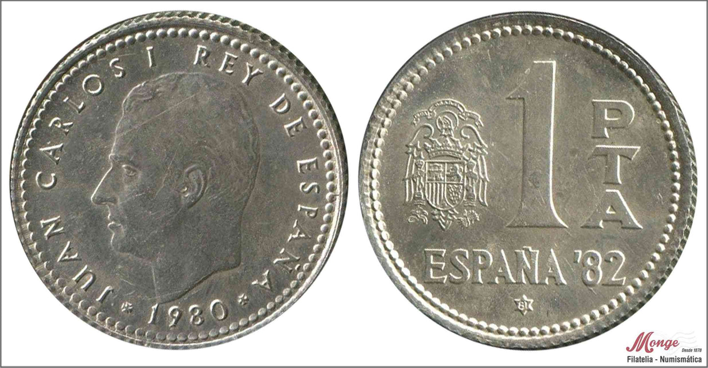 España - 1981 - Juan Carlos I - Nº 00386ag - S/C / UNC - 1 peseta 80 (*81) Mundial en plata / 4,50 gr. / Muy Rara