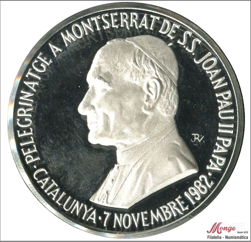 España - 1982 - Medalla - PROOF - Juan Pablo II a Montserrat 7/11/1982 / 19,1 gr plata