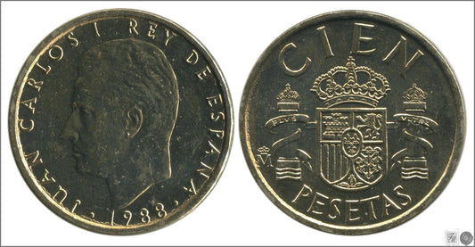 España - 1988 - Juan Carlos I - Nº 00509 - S/C / UNC - 100 ptas 1988 / Busto grande