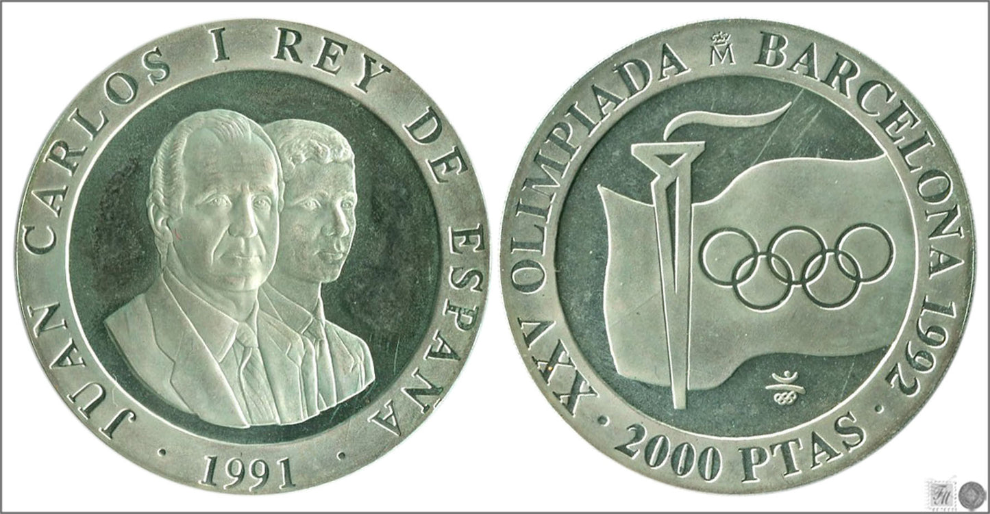 España - 1991 - Conmemorativas FNMT - Nº 00683 - PROOF - 2000 ptas.1991 - 3ª Serie / Barcelona 1992 - LLama Olimpica / 27 gr. pl