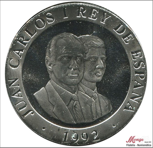 España - 1992 - Juan Carlos I Carteras - Nº 0572a - PROOF - Año 1992 200 ptas. Madrid Capital Europea Plata.