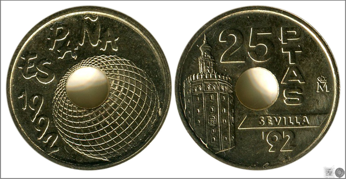 España - 1992 - Juan Carlos I - Nº 00470 - S/C / UNC - 25 ptas 1992 Torre Oro