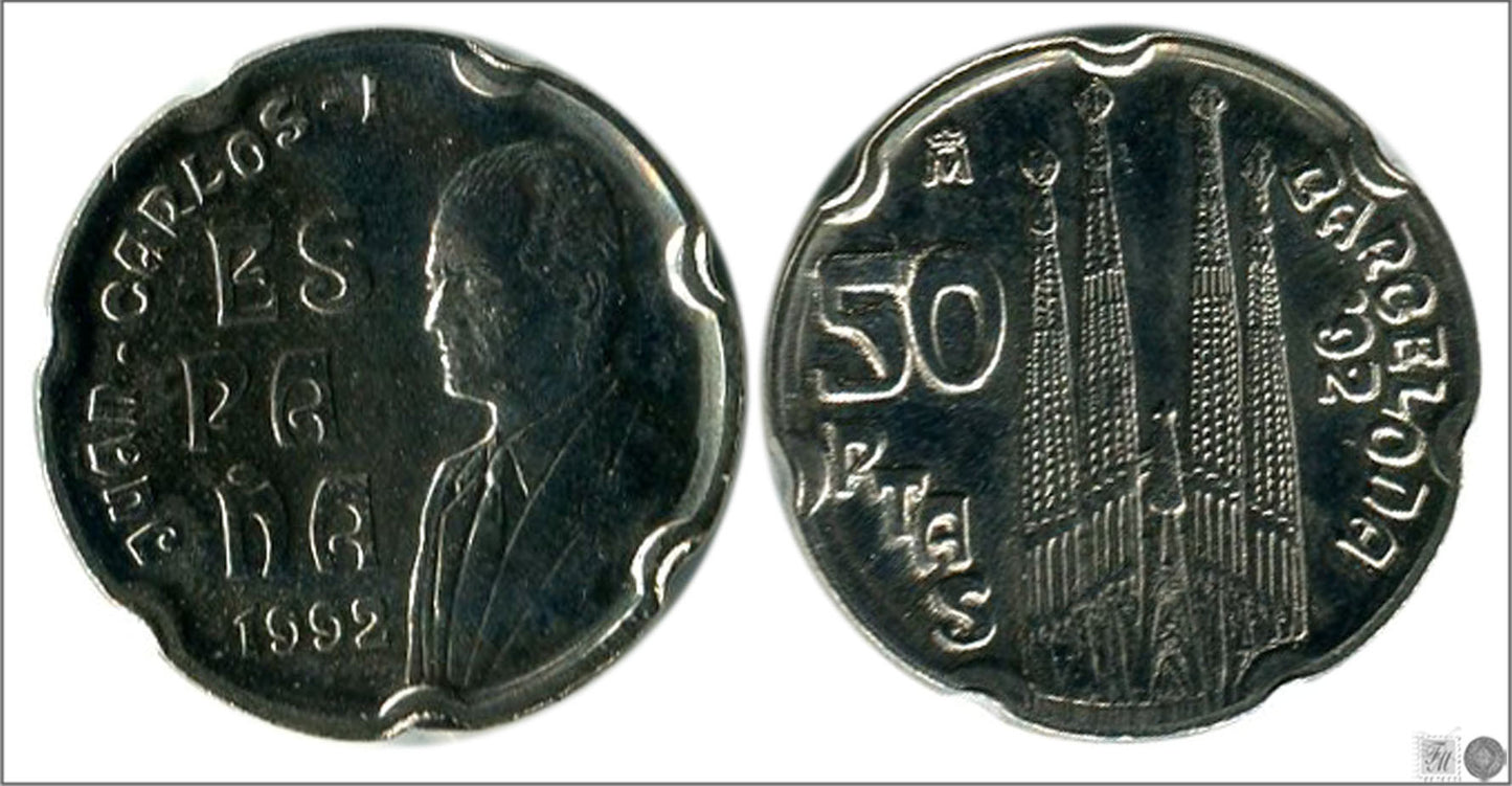 España - 1992 - Juan Carlos I - Nº 00489 - S/C / UNC - 50 ptas 1992 Sagrada Familia