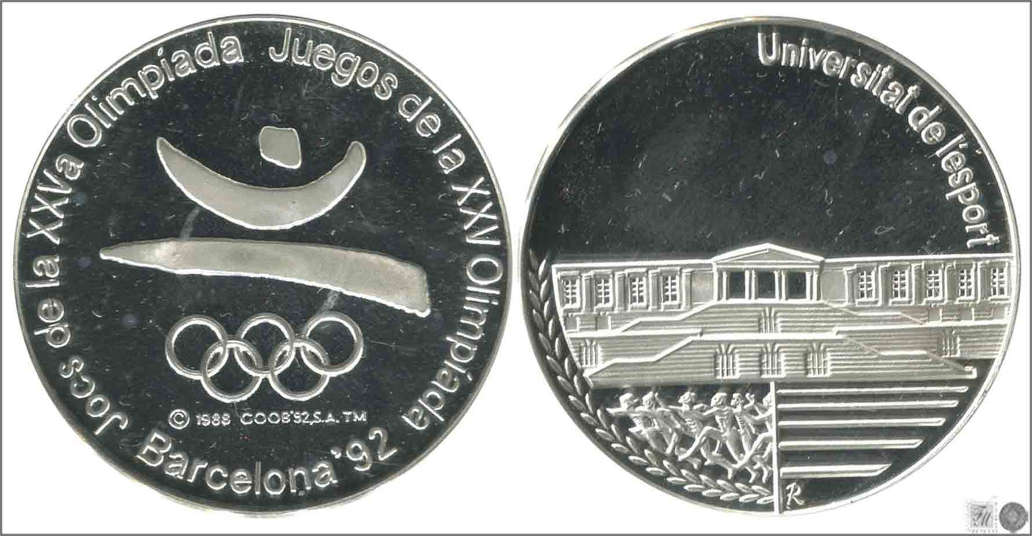 España - 1992 - Medalla - PROOF - Universidad del Deporte / Olimpiada Barcelona 92 / 24,50 gr. plata / En estuche / Oficial