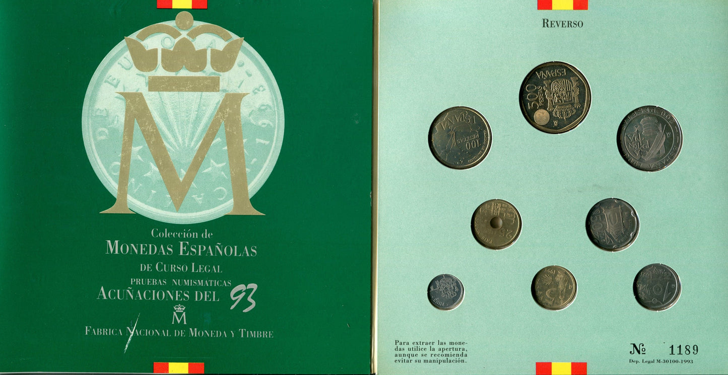 España - 1993 - Juan Carlos I Carteras - Nº 0574 - PROOF - Año 1993 8 mon..