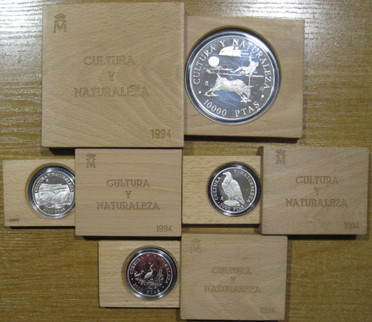 España - 1994 - Conmemorativas FNMT - Nº 00704/07 - PROOF - Cultura/Naturaleza 1994 (4monedas) / 276,75 gr. plata - En estuches