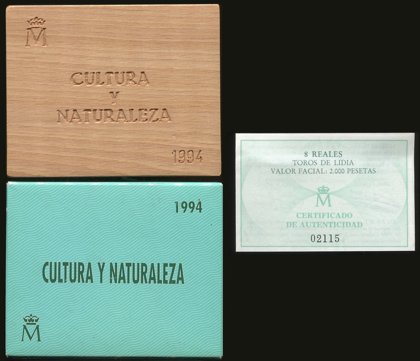 España - 1994 - Conmemorativas FNMT - Nº 00705 - PROOF - 2000 ptas. Cultura-Naturaleza 1994 - Toros de Lidia / En estuche