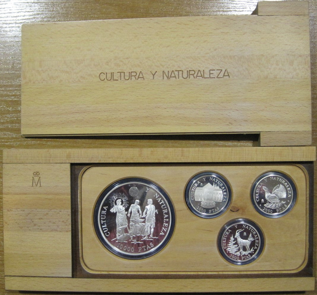 España - 1995 - Conmemorativas FNMT - Nº 00708/11 - PROOF - Cultura/Naturaleza´95 (4monedas) / En Estuche / 276,75 gr. plata / C