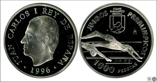 España - 1996 - Conmemorativas FNMT - Nº 00585 - PROOF - 1000 ptas 1996 Paralimpica / 13,50 gr. plata