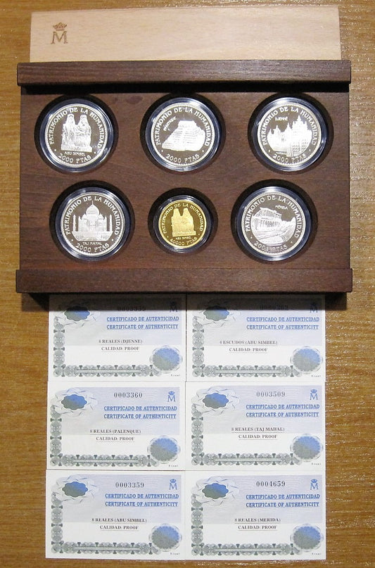 España - 1996 - Conmemorativas FNMT - Nº 00722/26 - PROOF - Patrimonio/Unesco 1996 Completa ( 6 monedas ) 13,50 gr Oro fino / 1