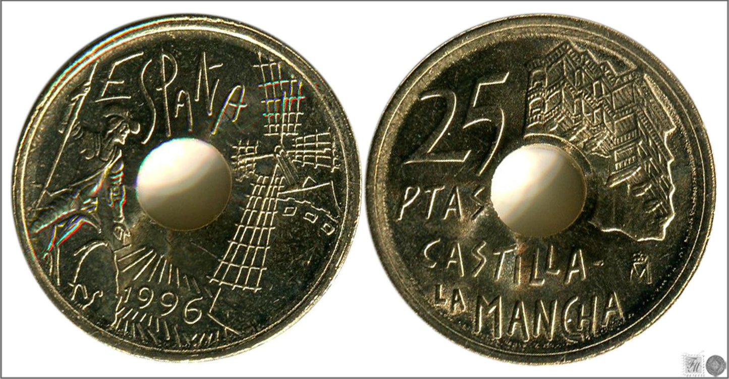 España - 1996 - Juan Carlos I - Nº 00478 - S/C / UNC - 25 ptas 1996 Castilla La Mancha