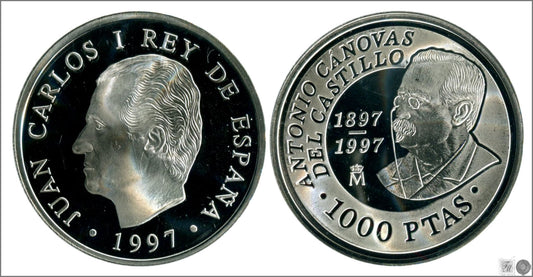 España - 1997 - Conmemorativas FNMT - Nº 00586 - PROOF - 1000 ptas 1997 Canovas Castillo / 13,50 gr. plata