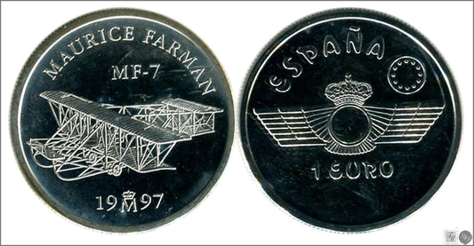 España - 1997 - Conmemorativas FNMT - PROOF - 1 € Aviación Española´97 / En Capsula / 6,75 gr. plata