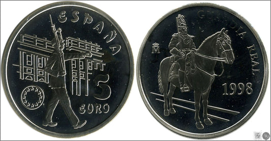 España - 1998 - Conmemorativas FNMT - PROOF - 5 € año 1998 Ejercito Tierra / En estuche / 33,62 gr. plata