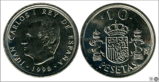 España - 1998 - Juan Carlos I - Nº 00463a - S/C / UNC - 10 ptas 1998 / Variante E acentuada