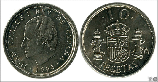 España - 1998 - Juan Carlos I - Nº 00463c - S/C / UNC - 10 ptas 1998 / Variante apostrofe entre la P y la A