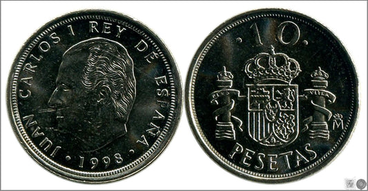 España - 1998 - Juan Carlos I - Nº 00463d - S/C / UNC - 10 ptas 1998 / Variante la E de DE acentuada