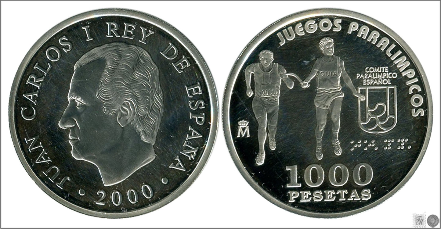 España - 2000 - Conmemorativas FNMT - Nº 00592 - PROOF - 1000 ptas 2000 Paralimpica / Atletismo Ciegos / 13,50 gr. plata