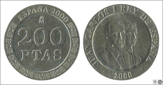 España - 2000 - Juan Carlos I - Nº 00542a - S/C / UNC - 200 ptas año 2000 plata 12,50 gr.