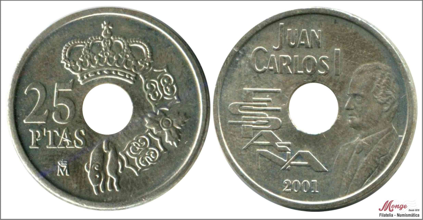 España - 2001 - Juan Carlos I - Nº 00485ag - S/C / UNC - 25 ptas 2001 - Plata 5,60 gramos