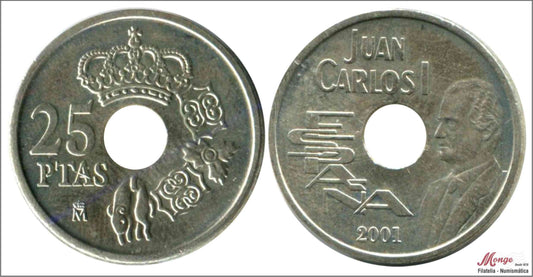 España - 2001 - Juan Carlos I - Nº 00485ag - S/C / UNC - 25 ptas 2001 - Plata 5,60 gramos