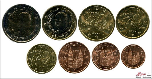 España - 2001 - Monedas Euros circulación - S/C / UNC - Año 2001 (8 monedas)