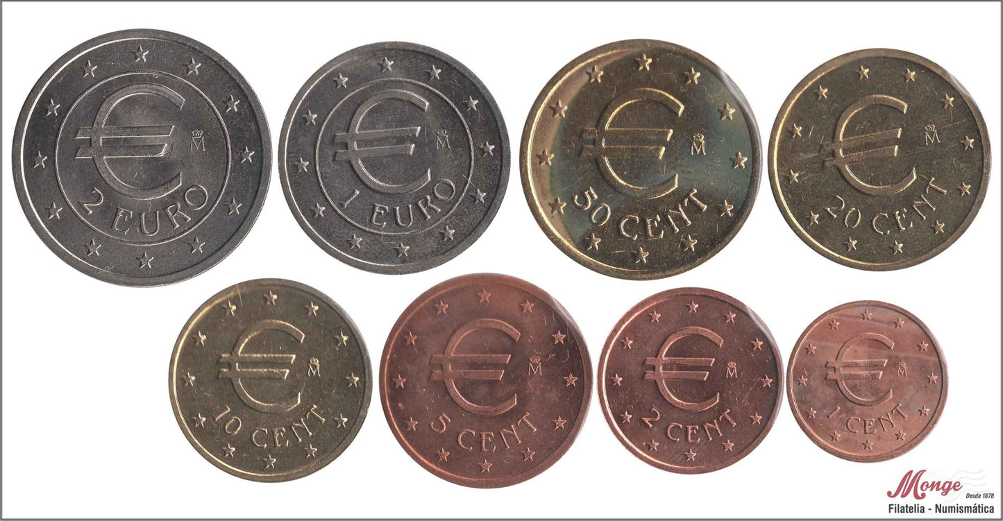 España - 2001 - Monedas Euros en Prueba - S/C- aUNC - Año 2001 Churriana ( 8 monedas )