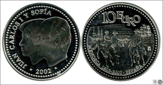 España - 2002 - Conmemorativas FNMT - PROOF - 10 € 2002 / Incorporacion Menorca / En capsula / 27 gr. plata