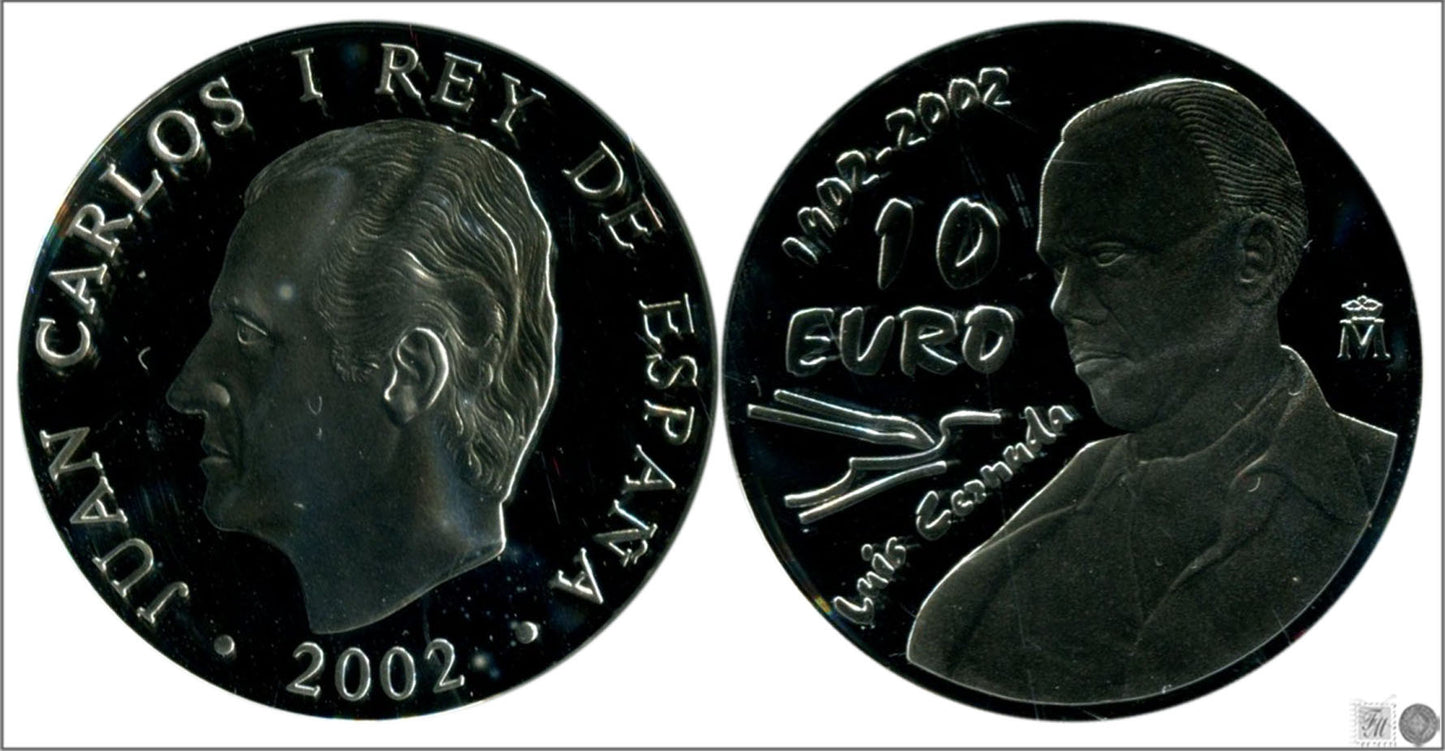 España - 2002 - Conmemorativas FNMT - PROOF - 10 € Luis Cernuda año 2002 / 27 gr. Plata en capsula