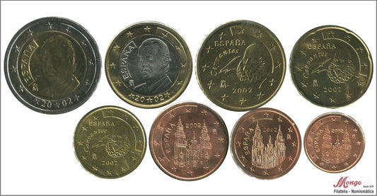 España - 2002 - Monedas Euros circulación - S/C / UNC - Año 2002 (8 monedas)