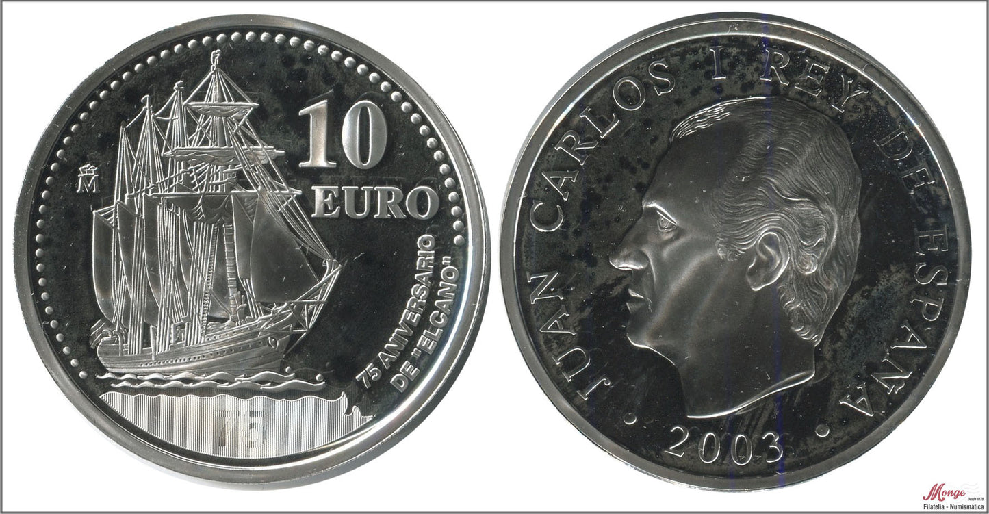 España - 2003 - Conmemorativas FNMT - PROOF - 10 € 2003 Buque Juan Sebastián el Cano/ 27 gr. plata en Capsula