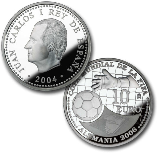 España - 2004 - Conmemorativas FNMT - PROOF - 10 € año 2004 Mundial 2006 Alemania / En estuche