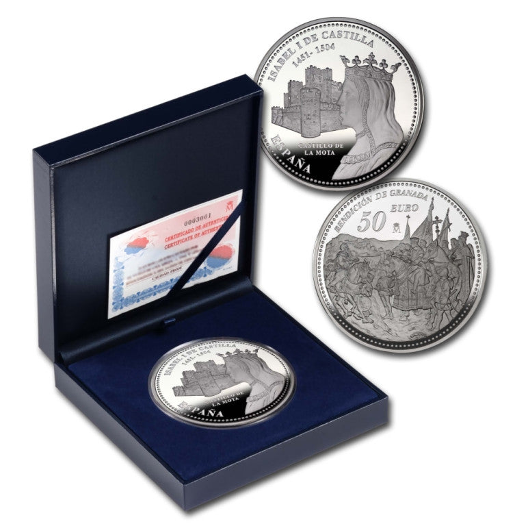 España - 2004 - Conmemorativas FNMT - PROOF - 50 € Isabel la Católica 2004 / 168,75 gr. plata - En estuche