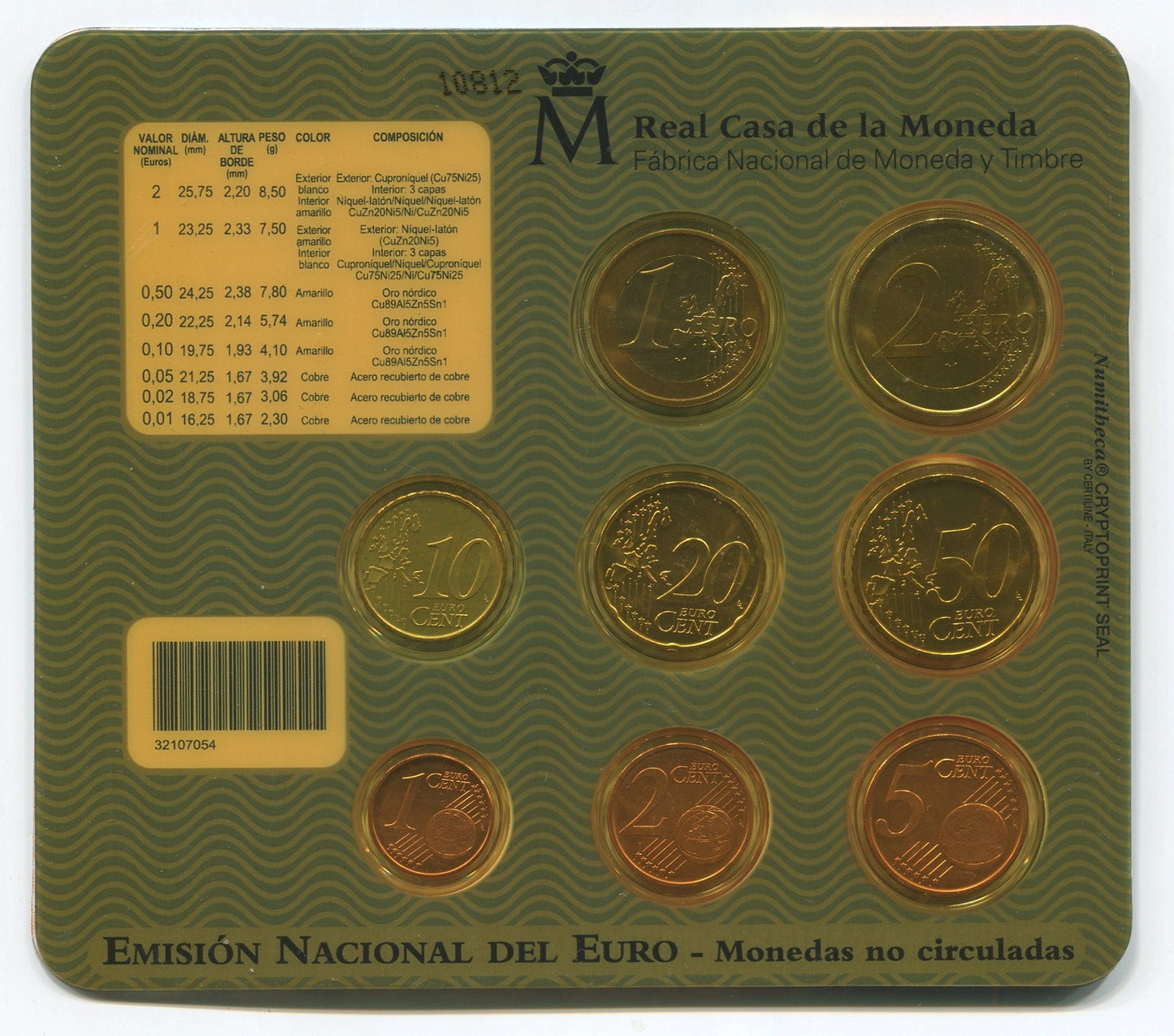 España - 2004 - Monedas Euros en cartera oficial - FDC / MS - Año 2004 (8 monedas)