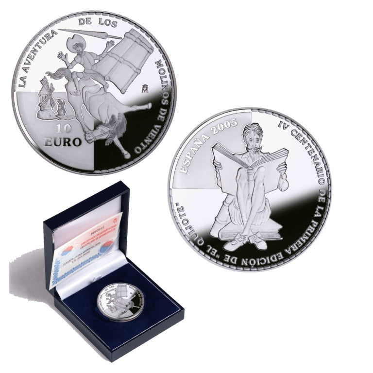 España - 2005 - Conmemorativas FNMT - PROOF - 10 € El Quijote 2005 / Clavileño / 27 gr. plata en Estuche